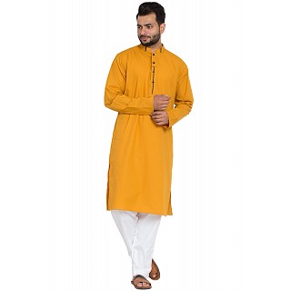 Designer Cotton kurta-Pyjama set- Mustard